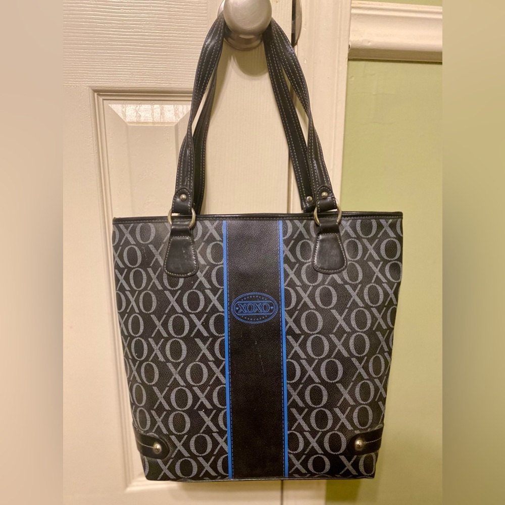 BRAND NEW VINTAGE XOXO Black Tote with Blue Stripe